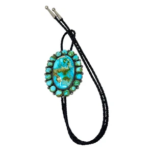 Freddie Maloney, Bolo Tie, Sonoran Gold Turquoise, Sterling Silver, Navajo, 44" - Picture 1 of 4