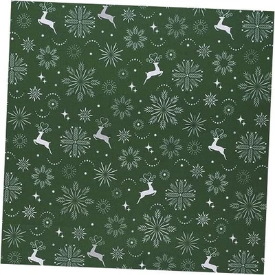  Christmas Fabric [45in. Wide] – 15 yard bolt Snowflakes & Deer Green/Silver - Image 1 of 4