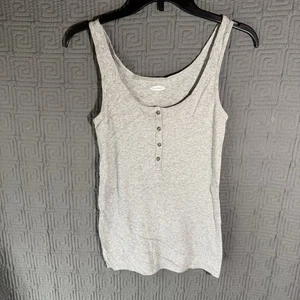 Old Navy Henley Tank Shirt Damen Gr. Medium Slim Fit von grau grau gerippt - Bild 1 von 7