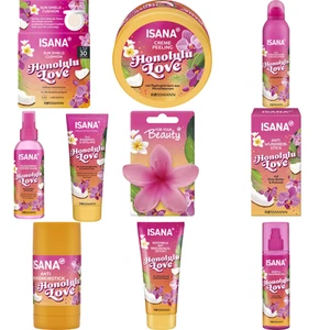 ISANA Honululu Love Pflegespray Haarclip 2in1 Bodymilk Cremepeeling Body Shampoo - Bild 1 von 9
