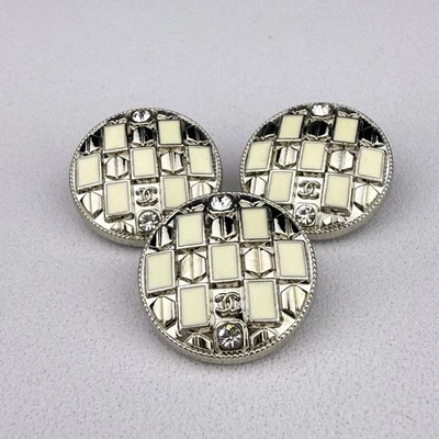 Chanel Buttons Silver White 20mm 10pcs RARE! - Image 1 of 4