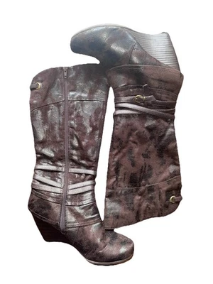 Botas de Equitação BareTraps Femininas Marrom Darnette Cunha Alta Tamanho 8.5 M Distress - Imagem 1 de 4