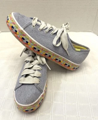 Keds Triple Kick Platform Tennis Shoe Sneaker Chambray Denim Blue Foxing 7 - Image 1 of 4