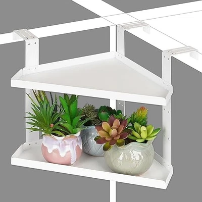 Office Cubicle Shelf - Height Adjustable Corner Shelf with Large White - Image 1 of 4