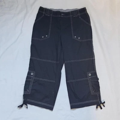 Black Cargo Mid-Rise Pants w/ Ankle Ties N' Silver Studs - Image 1 of 4