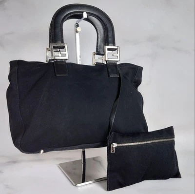 FENDI Shoulder Bag Pouch Nylon Black Silver - Image 1 of 4