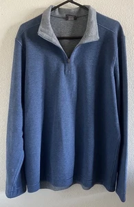 Johnston & Murphy Pullover Sweatshirt XL Blue Gray REVERSIBLE 1/4 Zip Sweater - Picture 1 of 7