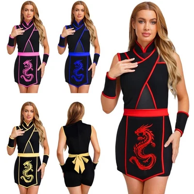 Mujeres Juegos con disfraces Conjunto Japonés Fiesta Vestido Elegante Club Nocturno Mono Ninja Rave Foto 1 de 4