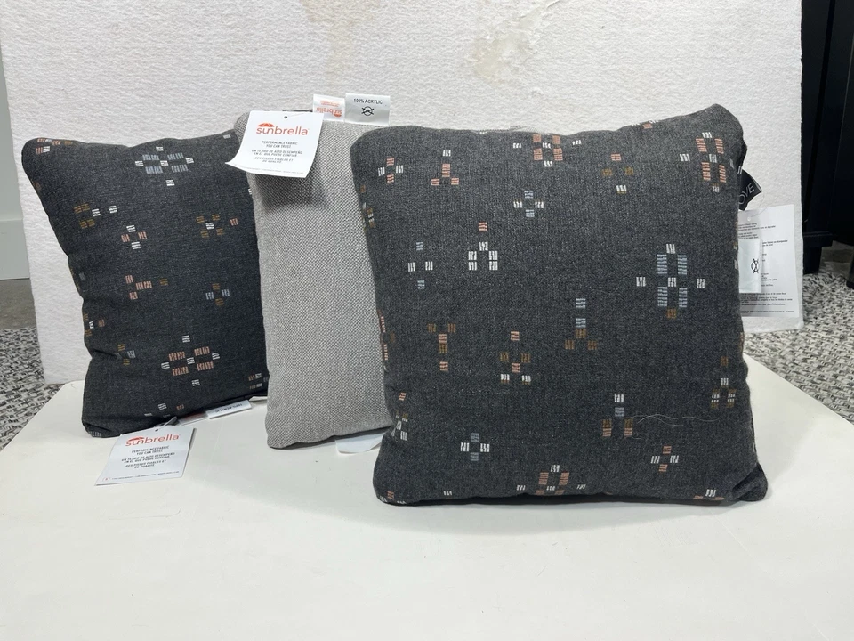 Sunbrella OVE 性能织物枕头 16x16 3 件套户外室内全新带标签 — 第 1/4 张图片