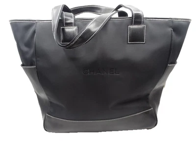 Genuine CHANEL Executive Microfiber & Faux Leather Zippered Tote Bag,20"x 13"x 8 - Image 1 of 4