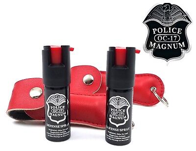 2 PACK Police Magnum 1/2oz Red Keychain Holster Pepper Spray Defense Security • 11.49$