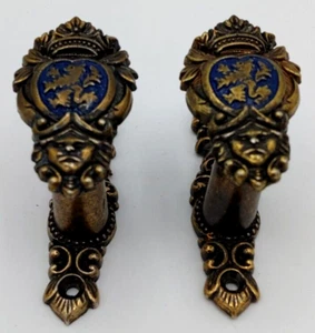 Blue Lion's Crest Pewter Gold Finish Sword Decorative Hanger NOS Set of 2 - Picture 1 of 10