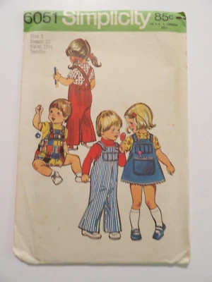 Simplicity 6051 Toddler Overalls in 2 Lengths & Jumper Size 1 Uncut Pattern - Image 1 of 3