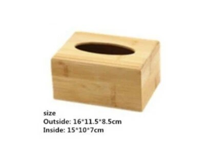 Rectangular Plain Bamboo Wooden Tissue Box Cover Wood Holder for Decoupage - Image 1 of 4