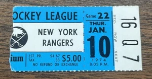 RARE 1974 Buffalo Sabres Ticket MARTIN & ROBERT 4 POINTS vs New York Rangers - Picture 1 of 2