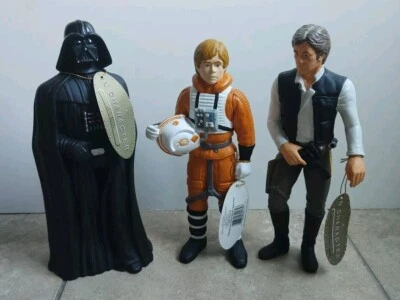 3 figuras de vinilo Star Wars 1993 raras Luke X-Wing y Han Solo, Darth Vader Suncoast Foto 1 de 4