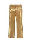 Roberto Cavalli Dress Womens Pants Gold Foil Print Size 44 Made In Italy RRP 400