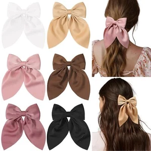 Satin Hair Bows for Women Bow Hair Clips Neutral Colors Hair Bow Ribbon Bows ... - Picture 1 of 6