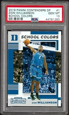 2019 PANINI CONTENDERS DP NBA CARD #1 ZION WILLIAMSON RC PSA 10 SCHOOL COLORS - Image 1 of 4