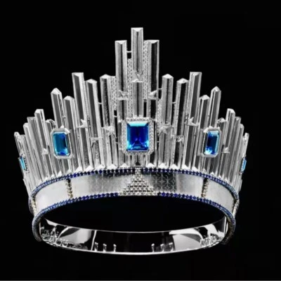 Réplica de tiara Miss Universo corona cristal azul boda reina princesa para mujer Foto 1 de 4
