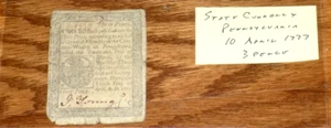 1777 Three Pence Pennsylvania PA koloniale Währung Banknotenrechnung SELTENE AUSGABE - Bild 1 von 4
