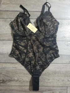 Popilush Lace Shapewear Bodysuits Tummy Control Corset Tops Deep V Thong Sz XL - Picture 1 of 5