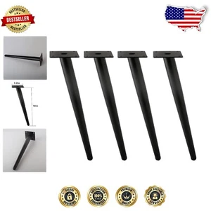 Elegant 18-Inch Black Metal Furniture Legs for Modern Coffee Tables - Set of 4 - Picture 1 of 9