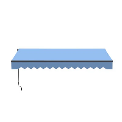 ALEKO Manual Retractable Home Patio 12 x 10 ft Awning Sky Blue Canopy - Image 1 of 4