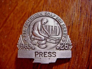 PIN PRENSA ALL AMERICAN SOAP BOX DERBY 26th 1963 Pinback - Imagen 1 de 2