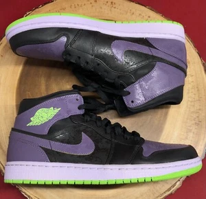 JORDAN RETRO 1 NIGHT VISION JOKER PURPLE GREEN BLACK TOE BRED CHICAGO MID SIZE 9 - Picture 1 of 7