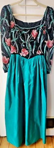 RICHILENE Neiman Marcus 80s FLORAL Sequin EVENING GOWN size 4 Long Evening Dress - Picture 1 of 19