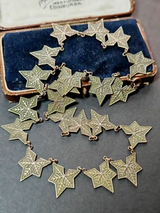 Ivy leaf Art Deco rolled gold plated collar Greek Roman revival style necklace - Picture 1 of 9