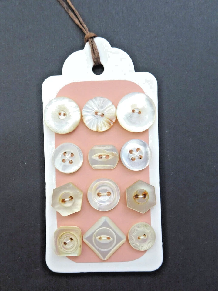 12 Genuine SHELL BUTTONS Assorted Sizes Shapes Crafts Sewing - Image 1 of 1