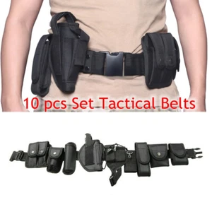 Militär Molle Polizei Garde Taktischer Gürtel mit 9 Taschen Outdoor Jagd Gürtel - Bild 1 von 11
