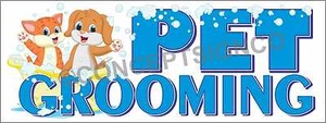 3'X8' PET GROOMING BANNER Outdoor Sign LARGE Groomer Vet Clippers Dogs Cats Wash - Picture 1 of 3