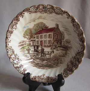 Coupe Cereal Bowl Johnson Brothers Bros. Heritage Hall Pattern Brown Multicolor - Picture 1 of 3