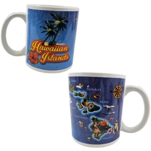 KC Hawaii Blue Isole Hawaii Mappa 12 Oz Tazze Tazze Ceramica Tazze - Set di 2 - Foto 1 di 20