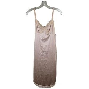 Vassarette Full Brown Slip Sz Small Peek-thru Lace Top Vtg - Picture 1 of 2