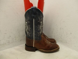 Old West Kids Brown Leather Western Boot Square Toe SZ 12 D Style BSC1914 - Picture 1 of 9