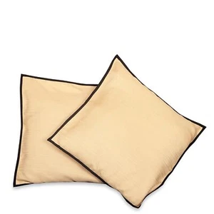 "Dorado con borde negro - 2 fundas de cojín de seda cruda, funda de almohada 18"" X 18" - Imagen 1 de 1
