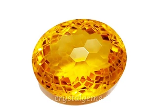 92 Ct Yellow Citrine Oval Football Carving Cut Glass Filled Loose Gemstone - Picture 1 of 6