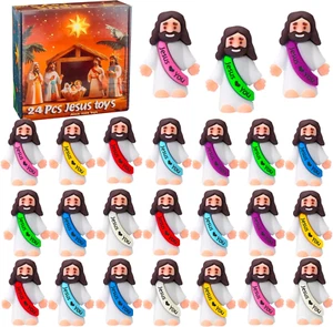 24 Pcs Jesus Toys Mini Rubber Little Jesus Figurine to Hide and Seek Religious S - Picture 1 of 7