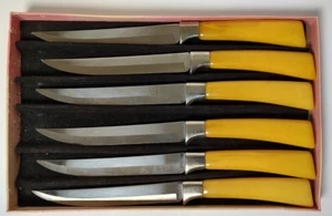 VTG Real Keen Stainless Steel 6pc Steak knives Bakelite Handles - Picture 1 of 5