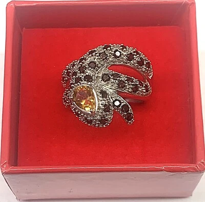 Anillo de serpiente de ley con piedra preciosa de ónix y citrino talla 7 Foto 1 de 4