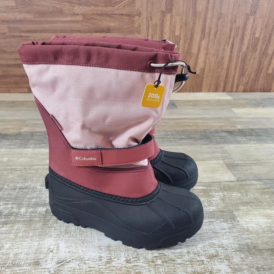 Botas de nieve Columbia Powderbug Plus II para niños talla 7 rosa polvoriento remolacha media pantorrilla Foto 1 de 4