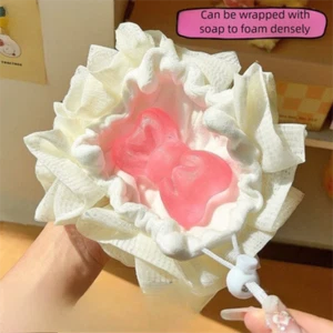 Elastic Drawstring Bath Ball Double Side Body Clean Ball Travel - Picture 1 of 7