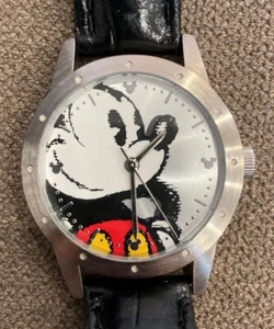 Reloj para hombre Disney Mickey Mouse acero inoxidable liberación limitada cuero genuino - Imagen 1 de 4