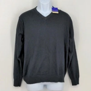 Alan Flusser Black Classic V-Neck Lightweight Cotton Rayon Nylon Sweater S NWT - Picture 1 of 5