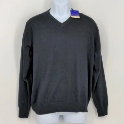 Suéter Alan River Negro Clásico Cuello en V Ligero Algodón Rayón Nylon S Nuevo con Etiquetas Foto 1 de 4