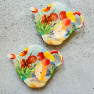 Lote de 2 soportes florales de melamina para tetera de melamina de tulipán hechos en Italia - Imagen 1 de 5